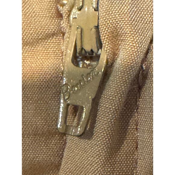 70's Burberrys Tan day dress Embroidered Crest, boulton zip & size tab small - Picture 13 of 17